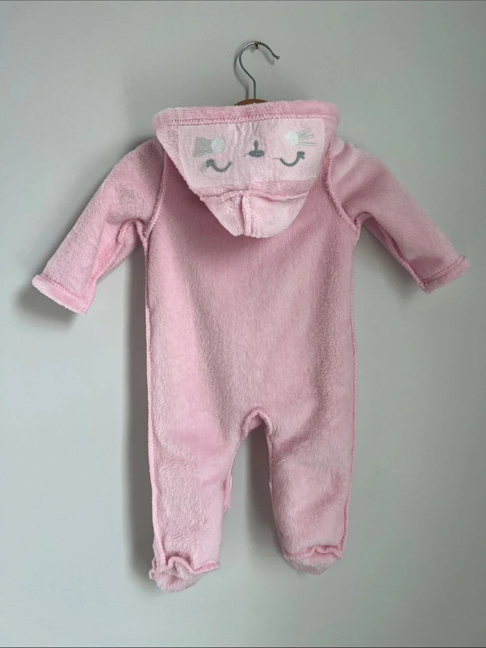 Duck Duck Goose | Soft Pink Hooded Fleece One-Piece for Babies #D00393 Sz 0-3M